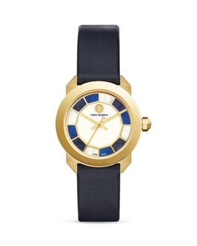 Tory Burch Whitney Deco Leather Strap Watch, 36mm In Multi/navy