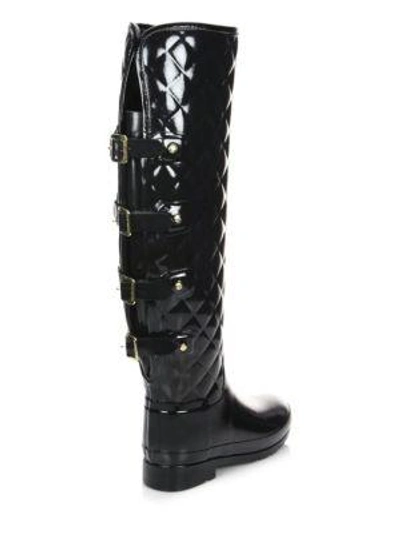 Hunter Refined Gloss Quilted Over The Knee Rain Boot In Black | ModeSens