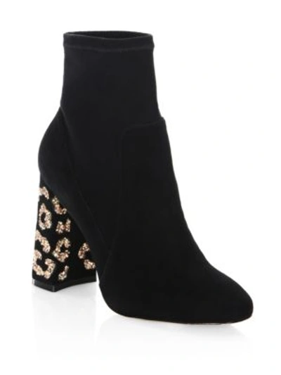 Shop Sophia Webster Felicity Leopard Crystal & Suede Ankle Boots In Black