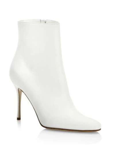 Shop Manolo Blahnik Insopo 105 Leather Booties In White