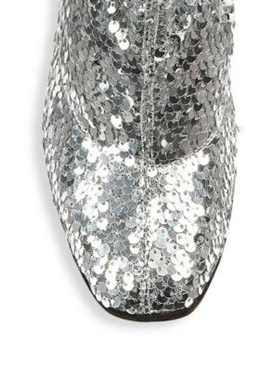 Shop Giuseppe Zanotti Sequin 105 Metallic Booties In Silver