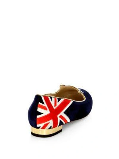 Shop Charlotte Olympia Great Britain Velvet Kitty Flats In Multicolor