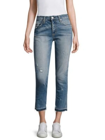 Amo Babe High-rise Distressed Straight Jeans In Rosebowl