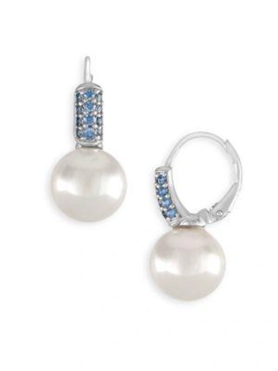 Shop Majorica 10mm White Pearl & Crystal Drop Earrings