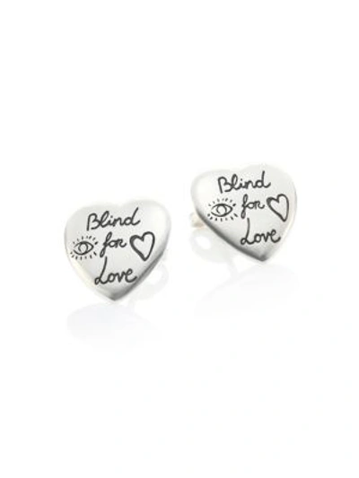 Shop Gucci Blind For Love Stud Earrings In Silver