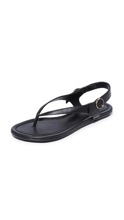 Tory Burch Minnie Leather Travel Sandals In Black