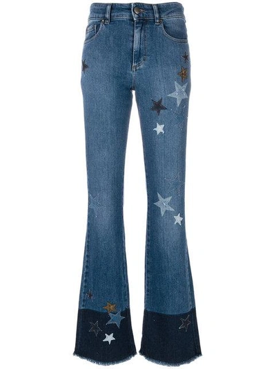 Shop Red Valentino Star Patch Flared Jeans In Blue