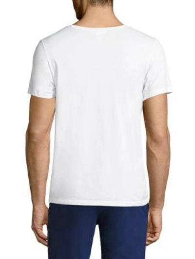 Shop Hanro Cotton Superior Short Sleeve V-neck Tee In White