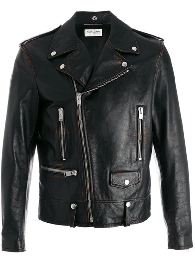 Saint Laurent Classic Motorcycle Puffer Jackets Black