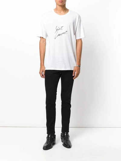 Shop Saint Laurent Logo Marked T-shirt In White