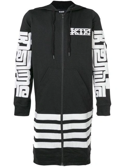 Shop Ktz Long Printed Hoodie - Black