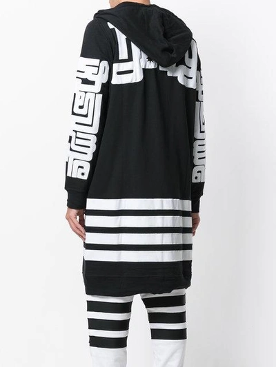 Shop Ktz Long Printed Hoodie - Black