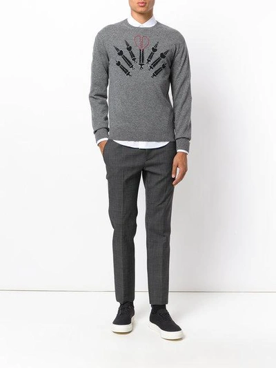 Shop Valentino Pierced Heart Appliqué Sweatshirt - Grey