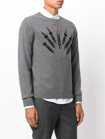 Shop Valentino Pierced Heart Appliqué Sweatshirt - Grey