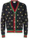 GUCCI GUCCI TIGER ARGYLE KNIT CARDIGAN - BLUE,474319X146412148500