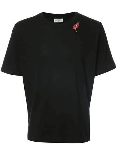 Shop Saint Laurent T-shirt Mit Lippen-print In Black