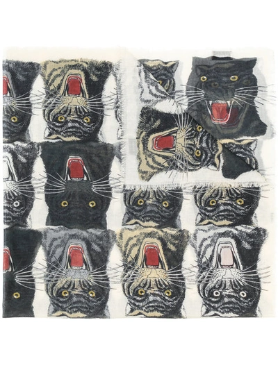 Gucci Tigers Face Print Scarf In Multicolour