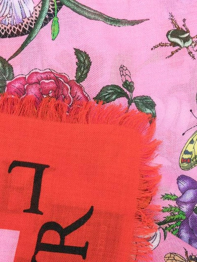 Shop Gucci Flora Snake Print Shawl In Pink