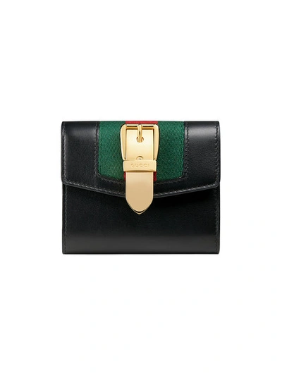 Gucci Sylvie Small Leather Wallet In Nero