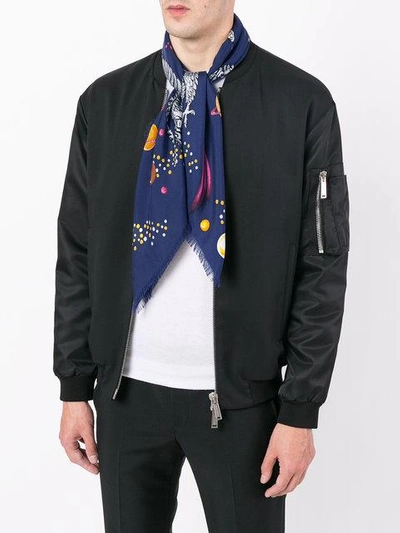 Shop Gucci Space Animals Print Scarf In Blue