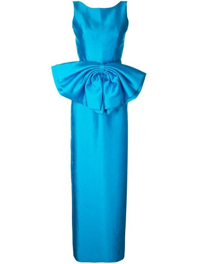 Shop Bambah Pencil Backless Bow Gown - Blue