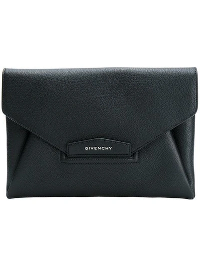 Shop Givenchy Large Antigona Clutch In Black