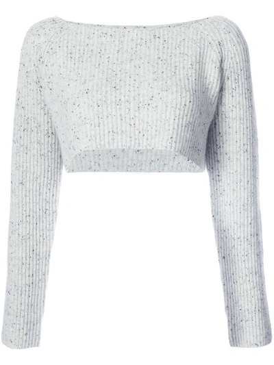 Baja East Cashmere Cropped Sweater In Light Grey