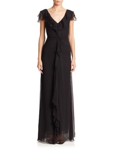Shop Carolina Herrera Ruffled Silk Chiffon Dress In Black