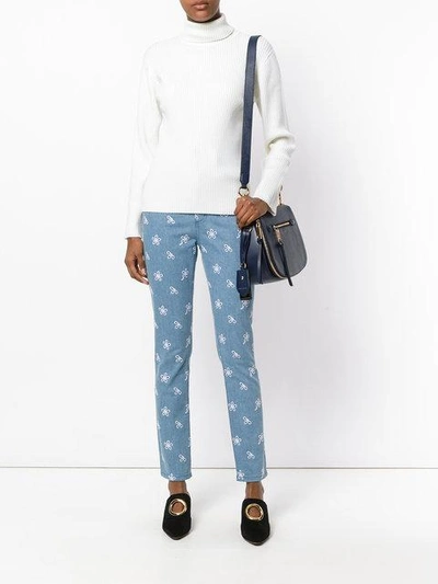 Shop Marc Jacobs High Waist Embroidery Jeans In Blue