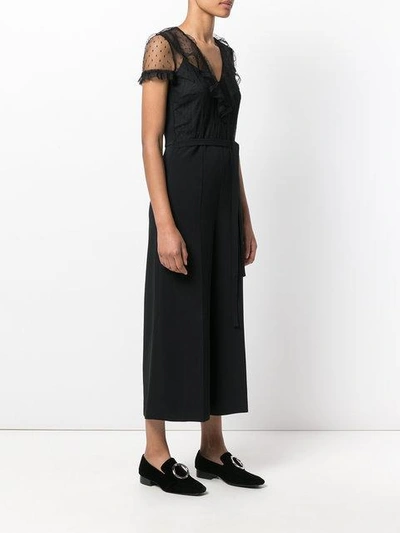 Shop Red Valentino Sheer Shoulders Belted Jumpsuit - Black