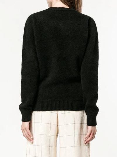 Shop The Elder Statesman Black Palm Tree Jumper