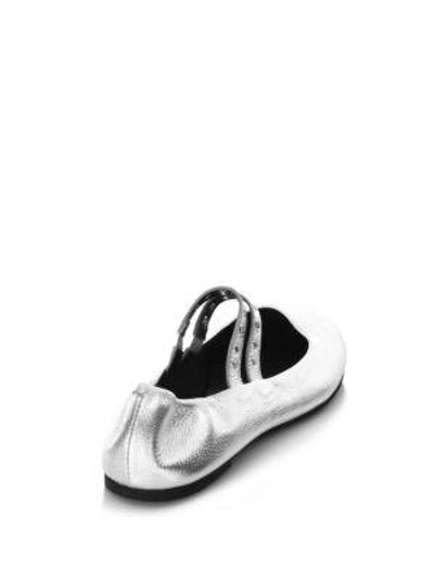 Shop Rebecca Minkoff Lori Leather Ballet Flats In Silver