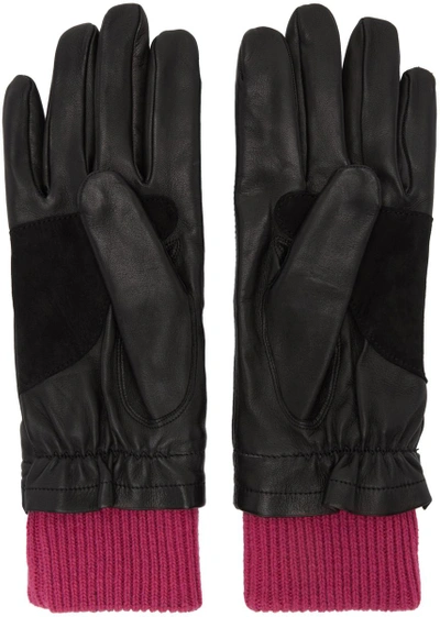 Shop Ami Alexandre Mattiussi Black & Purple Rib Cuff Gloves