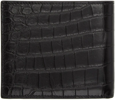 Shop Saint Laurent Black Croc-embossed East West Wallet In 1000 Black