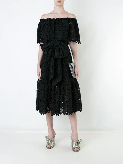 Bambah Lace Off Shoulder Dress In Black