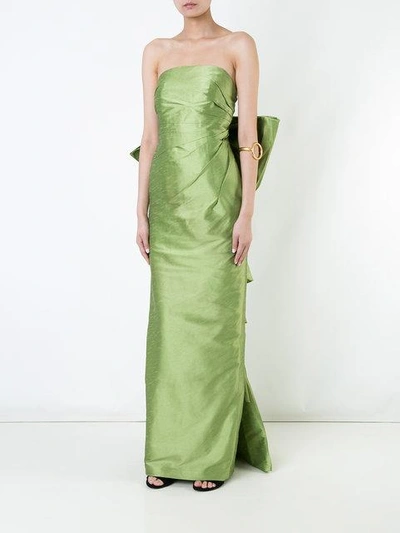 Bambah Draped Bow Gown In Green