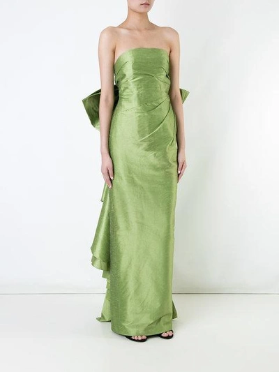 Bambah Draped Bow Gown In Green