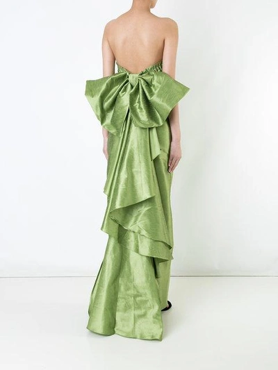 Bambah Draped Bow Gown In Green