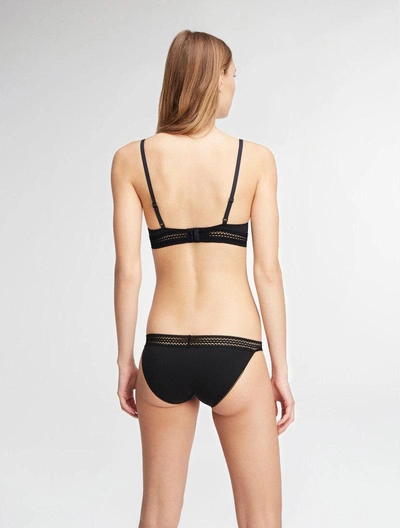 Shop Dkny Classic Cotton Lace Trim Bikini In Black