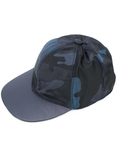 Shop Valentino Garavani Camouflage Baseball Cap - Blue