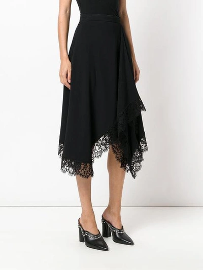 Shop Givenchy Lace Trim Asymmetric Skirt