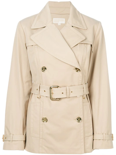 Michael Michael Kors Belted Trench Coat In Neutrals