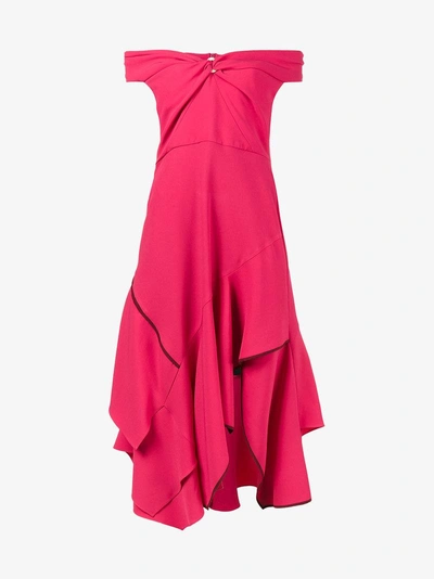 Shop Peter Pilotto Pink Sweetheart Cold Shoulder Dress In Pink/purple