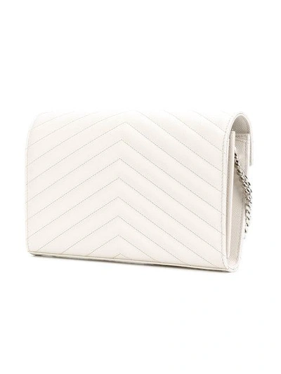 Shop Saint Laurent Monogram Chain Wallet In 1950 Soft White