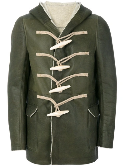 Rick Owens Toggle Hooded Coat In Green