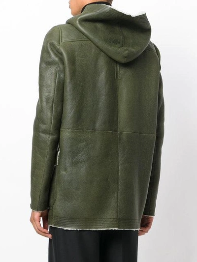 Shop Rick Owens Toggle Hooded Coat In Green