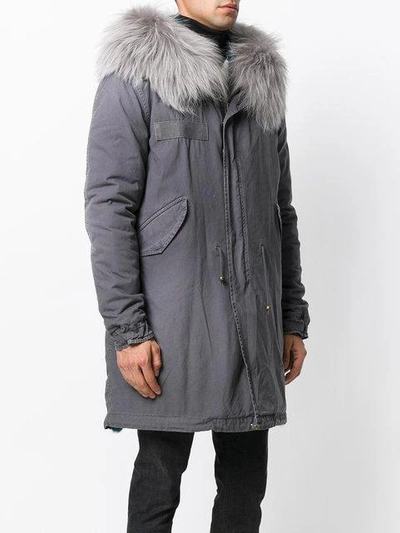 Shop Mr & Mrs Italy Fur Lining Mid Parka - Grey