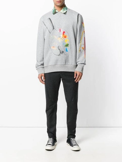 Shop Lanvin Embroidered Sweater - Grey