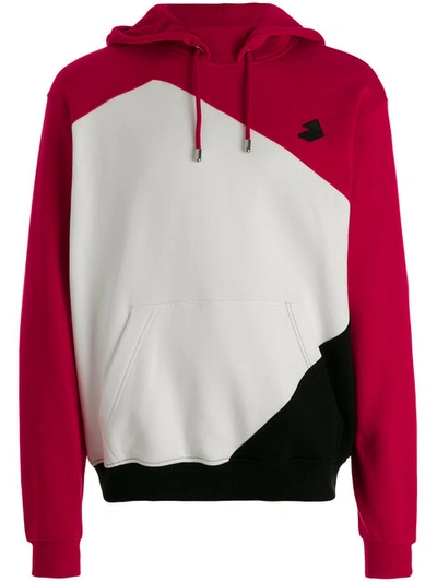 Versus Color Block Hoodie In Black-red