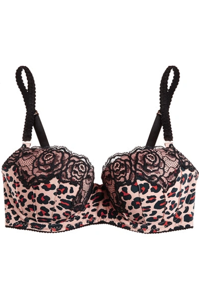 Stella Mccartney Ellie Leaping Leopard-print Crepe De Chine Balconette Bra In Pinkclay